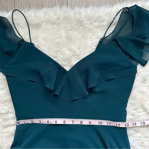 Jenny Yoo Collection Dress Mila Luxe Chiffon Maxi Caspian Sea Teal 0 - Picture 11 of 12